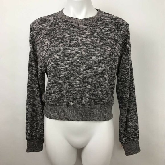 Colsie Cropped Sweater Gray Marled Crew Neck Sz M - Picture 1 of 8